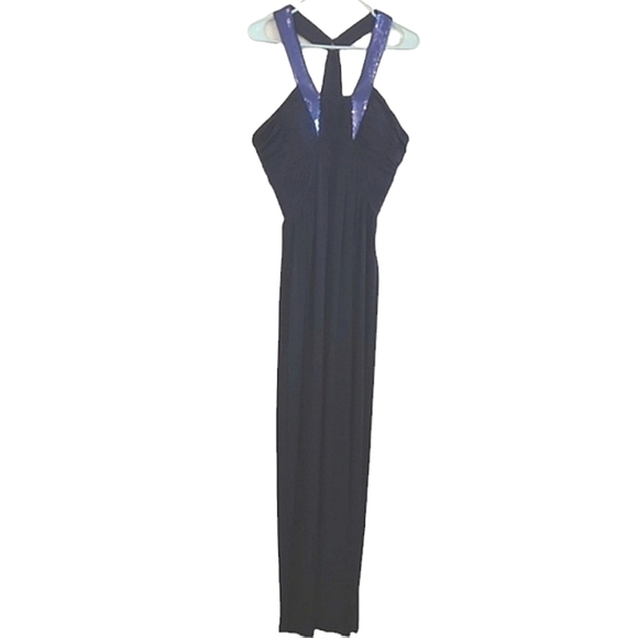 [CALVIN KLEIN] NAVY SEQUINS STRETCHY LONG DRESS GUESSTIMATED SIZE L/XL - Picture 1 of 6